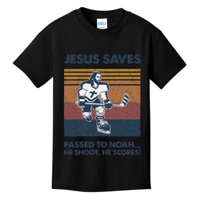 Jesus Saves Passes To Noah He Shoots He Scores Kids T-Shirt