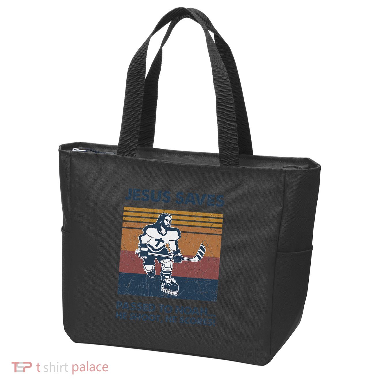 Jesus Saves Passes To Noah He Shoots He Scores Zip Tote Bag