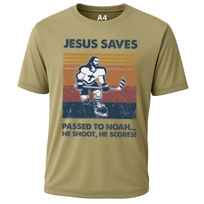 Jesus Saves Passes To Noah He Shoots He Scores Performance Shirt