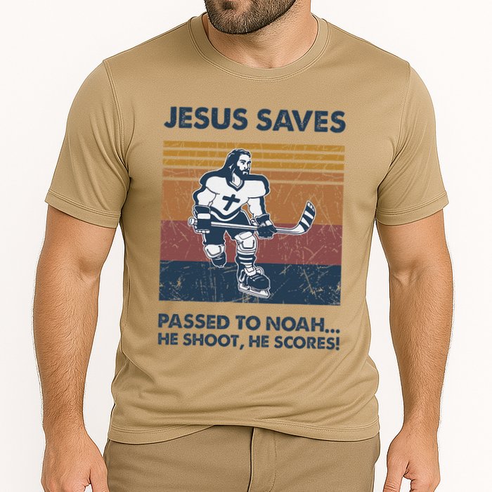 Jesus Saves Passes To Noah He Shoots He Scores Performance Shirt