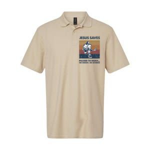 Jesus Saves Passes To Noah He Shoots He Scores Softstyle Adult Sport Polo