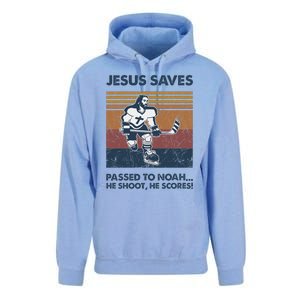 Jesus Saves Passes To Noah He Shoots He Scores Unisex Surf Hoodie