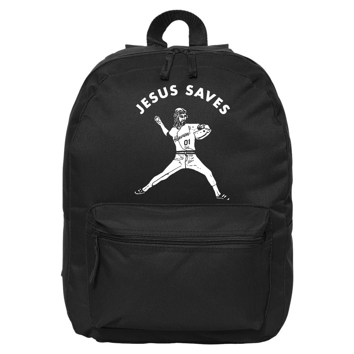 Jesus Saves Religious Christian Faith Baseball 16 in Basic Backpack
