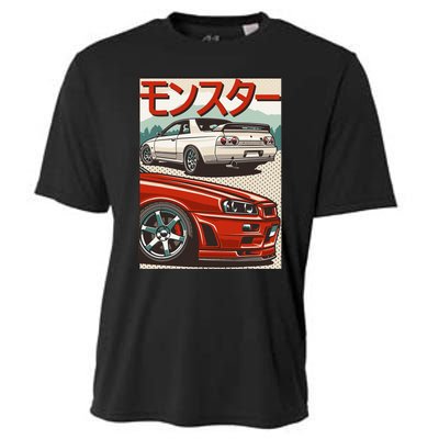 Jdm Skyline R32 Car Tuning Japan Rising Sun Drift Cooling Performance Crew T-Shirt