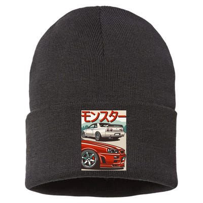 Jdm Skyline R32 Car Tuning Japan Rising Sun Drift Sustainable Knit Beanie