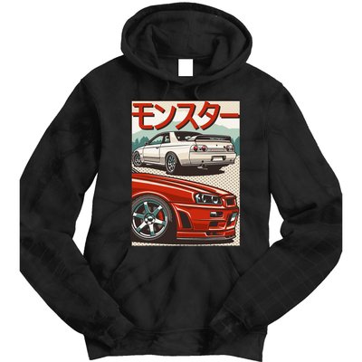 Jdm Skyline R32 Car Tuning Japan Rising Sun Drift Tie Dye Hoodie