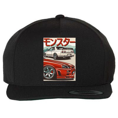 Jdm Skyline R32 Car Tuning Japan Rising Sun Drift Wool Snapback Cap