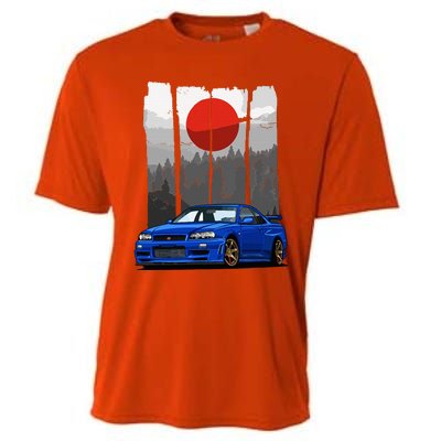 Jdm Skyline R34 Car Tuning Japan Rising Sun Drift Cooling Performance Crew T-Shirt