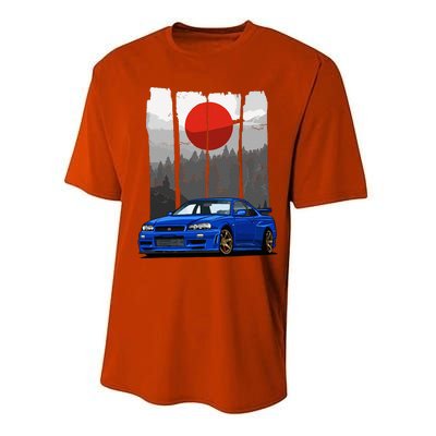 Jdm Skyline R34 Car Tuning Japan Rising Sun Drift Performance Sprint T-Shirt