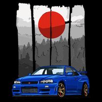 Jdm Skyline R34 Car Tuning Japan Rising Sun Drift Impact Tech Backpack