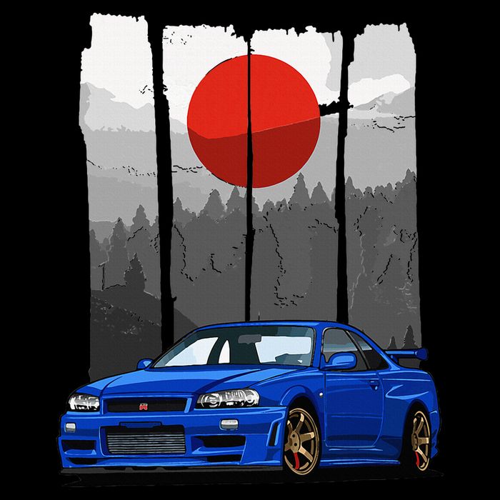 Jdm Skyline R34 Car Tuning Japan Rising Sun Drift Impact Tech Backpack