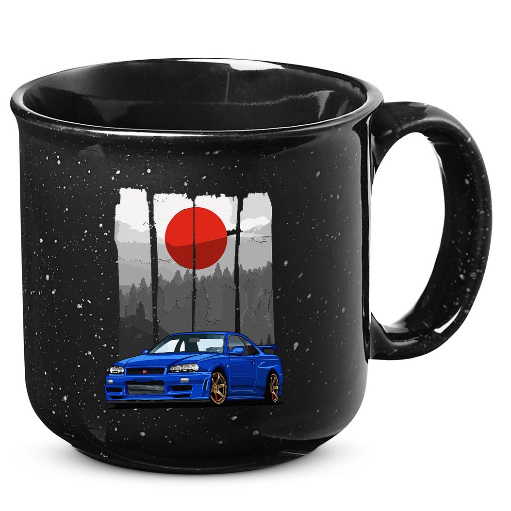Jdm Skyline R34 Car Tuning Japan Rising Sun Drift 15oz Campfire Ceramic Mug