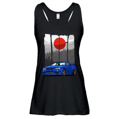 Jdm Skyline R34 Car Tuning Japan Rising Sun Drift Ladies Essential Flowy Tank