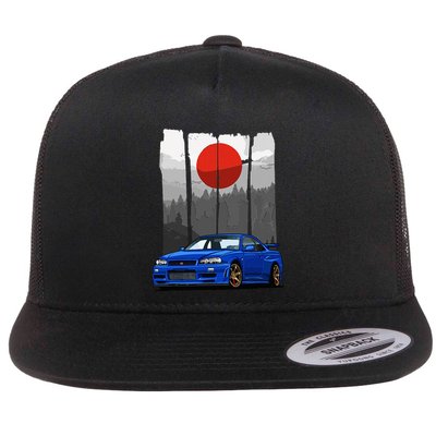 Jdm Skyline R34 Car Tuning Japan Rising Sun Drift Flatbill Hat