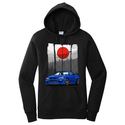 Jdm Skyline R34 Car Tuning Japan Rising Sun Drift Women's Pullover Hoodie