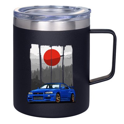 Jdm Skyline R34 Car Tuning Japan Rising Sun Drift 12oz Stainless Steel Coffee Mug