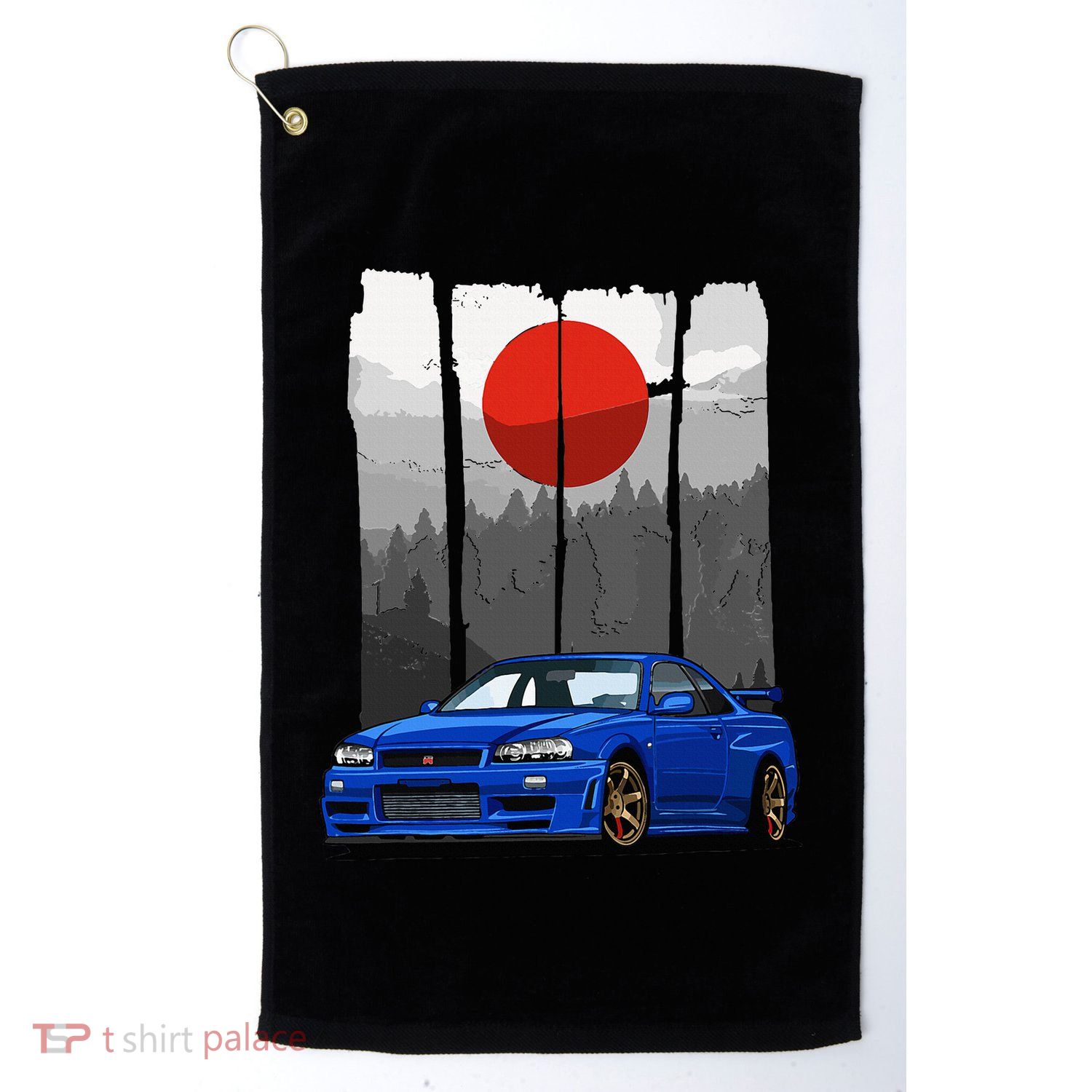Jdm Skyline R34 Car Tuning Japan Rising Sun Drift Golf Towel