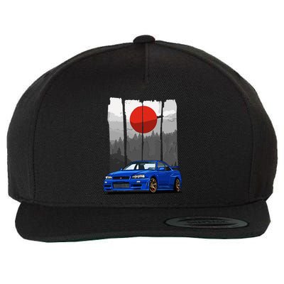 Jdm Skyline R34 Car Tuning Japan Rising Sun Drift Wool Snapback Cap