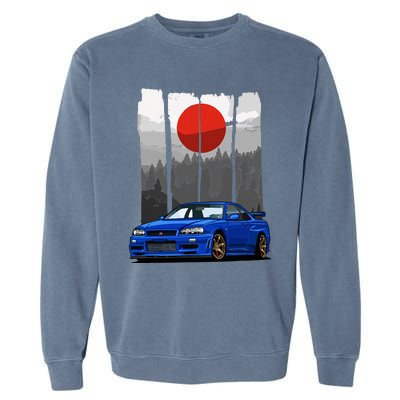 Jdm Skyline R34 Car Tuning Japan Rising Sun Drift Garment-Dyed Sweatshirt