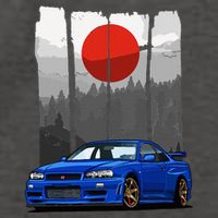 Jdm Skyline R34 Car Tuning Japan Rising Sun Drift Vector Backpack