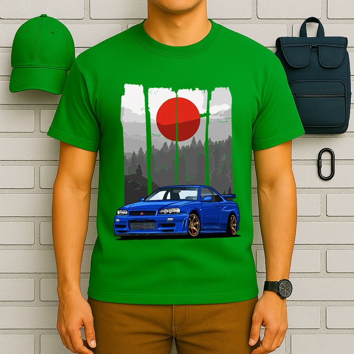 Jdm Skyline R34 Car Tuning Japan Rising Sun Drift T-Shirt