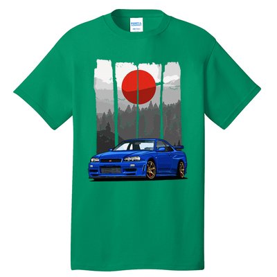 Jdm Skyline R34 Car Tuning Japan Rising Sun Drift Tall T-Shirt