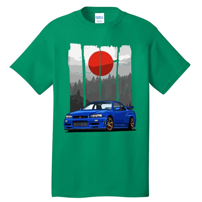 Jdm Skyline R34 Car Tuning Japan Rising Sun Drift Tall T-Shirt