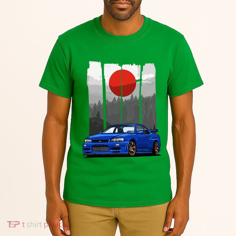 Jdm Skyline R34 Car Tuning Japan Rising Sun Drift Tall T-Shirt