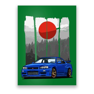 Jdm Skyline R34 Car Tuning Japan Rising Sun Drift Poster