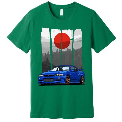 Jdm Skyline R34 Car Tuning Japan Rising Sun Drift Premium T-Shirt