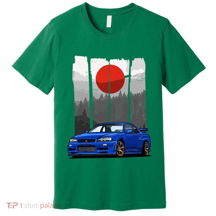 Jdm Skyline R34 Car Tuning Japan Rising Sun Drift Premium T-Shirt