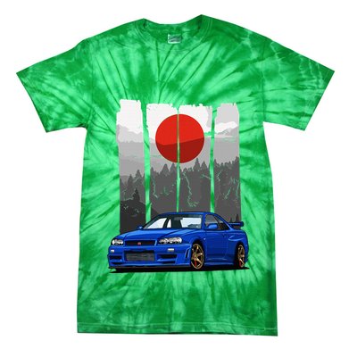 Jdm Skyline R34 Car Tuning Japan Rising Sun Drift Tie-Dye T-Shirt