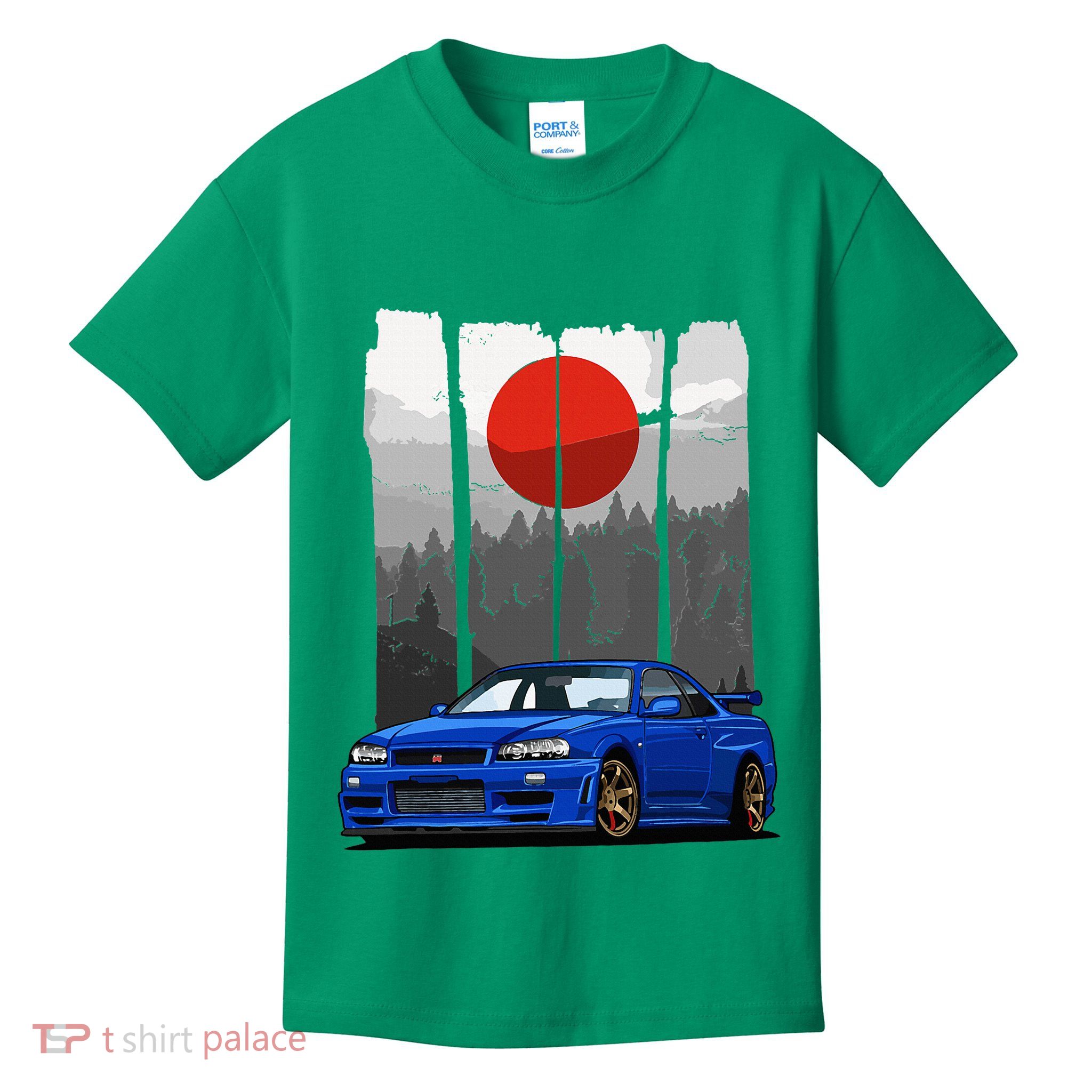 Jdm Skyline R34 Car Tuning Japan Rising Sun Drift Kids T-Shirt