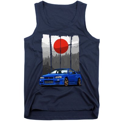 Jdm Skyline R34 Car Tuning Japan Rising Sun Drift Tank Top