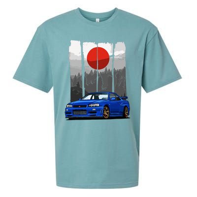 Jdm Skyline R34 Car Tuning Japan Rising Sun Drift Sueded Cloud Jersey T-Shirt