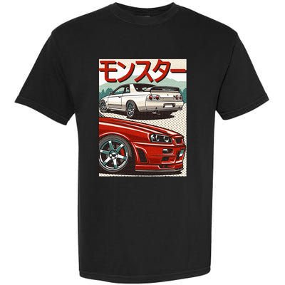 JDM Skyline R32 Car Tuning Japan Rising Sun Drift Garment-Dyed Heavyweight T-Shirt