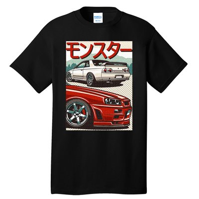 JDM Skyline R32 Car Tuning Japan Rising Sun Drift Tall T-Shirt