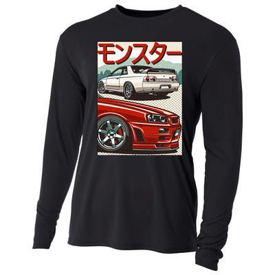 JDM Skyline R32 Car Tuning Japan Rising Sun Drift Cooling Performance Long Sleeve Crew