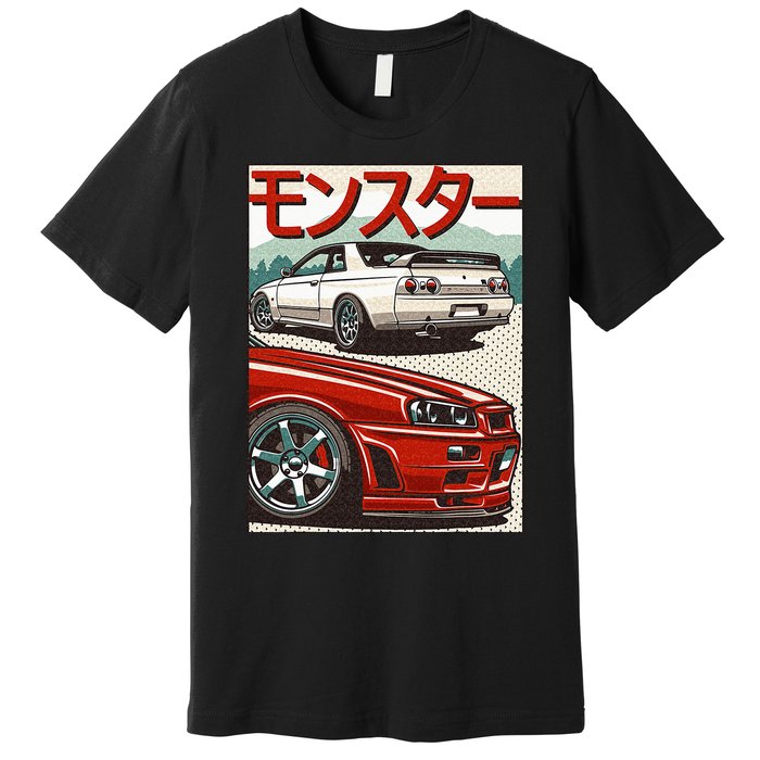 JDM Skyline R32 Car Tuning Japan Rising Sun Drift Premium T-Shirt