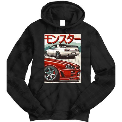 JDM Skyline R32 Car Tuning Japan Rising Sun Drift Tie Dye Hoodie