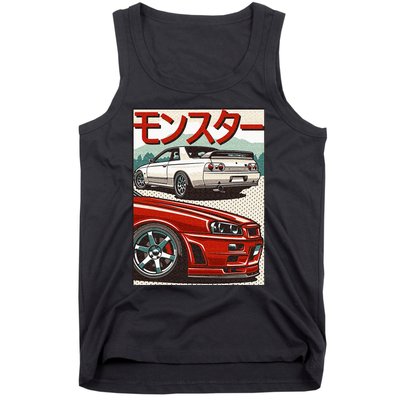 JDM Skyline R32 Car Tuning Japan Rising Sun Drift Tank Top