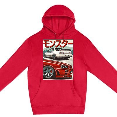 JDM Skyline R32 Car Tuning Japan Rising Sun Drift Premium Pullover Hoodie