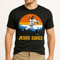 Jesus Saves Retro Baseball Pitcher Cooling Performance Crew T-Shirt