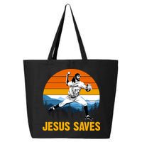 Jesus Saves Retro Baseball Pitcher 25L Jumbo Tote