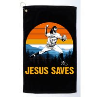 Jesus Saves Retro Baseball Pitcher Golf Towel