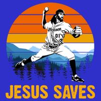 Jesus Saves Retro Baseball Pitcher Button