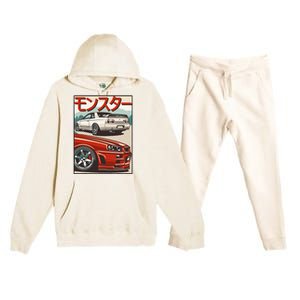 Jdm Skyline R32 Car Tuning Japan Rising Sun Drift Premium Hooded Sweatsuit Set