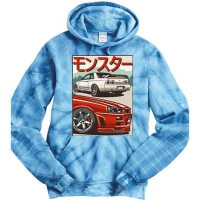 Jdm Skyline R32 Car Tuning Japan Rising Sun Drift Tie Dye Hoodie