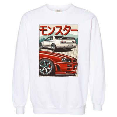 Jdm Skyline R32 Car Tuning Japan Rising Sun Drift Garment-Dyed Sweatshirt