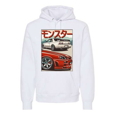 Jdm Skyline R32 Car Tuning Japan Rising Sun Drift Premium Hoodie